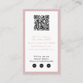 Carte De Visite Bush Pink Business Simple QR Code Loyauté (Dos)