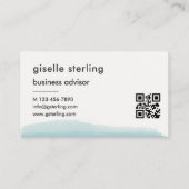 Carte De Visite Business Advisor Aquarelle Aqua Blue QR Code (Dos)