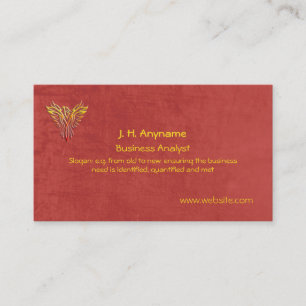 Carte De Visite Business Analyst, logo phoenix sur effet cuir