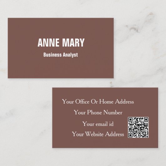 Carte De Visite Business Analyst Terracotta Elegant Modern QR Code (Devant / Derrière)
