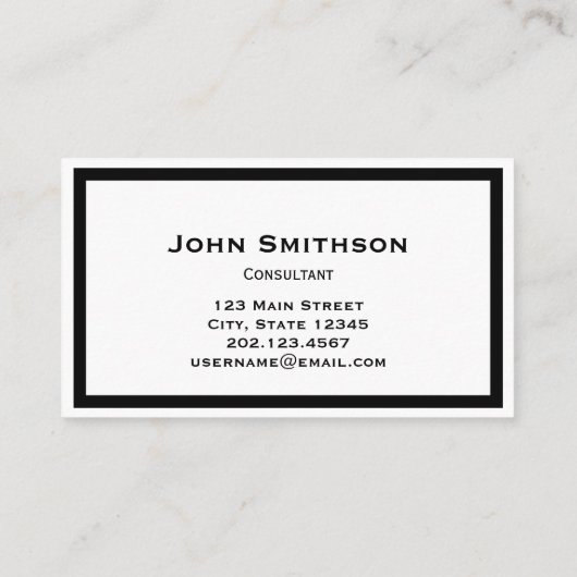 Carte De Visite Business Black and White Votre logo ici Modèle (Dos)