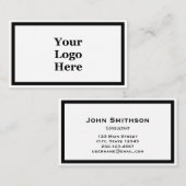Carte De Visite Business Black and White Votre logo ici Modèle (Devant / Derrière)