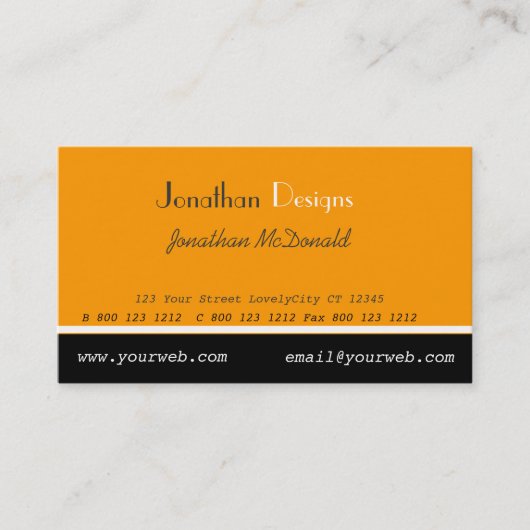 Carte De Visite Business Bold Orange. (Devant)