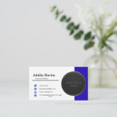 Carte De Visite Business Card Blue with Simple Logo and Text (Debout devant)