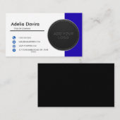 Carte De Visite Business Card Blue with Simple Logo and Text (Devant / Derrière)