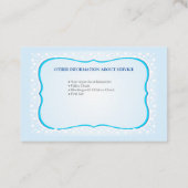 Carte De Visite Business card for babysitter & childcare (Dos)