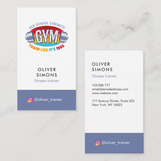 Carte De Visite Business Card for Fitness trainer (Devant / Derrière)