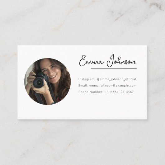 Carte De Visite Business card template with photo, minimalist  (Dos)