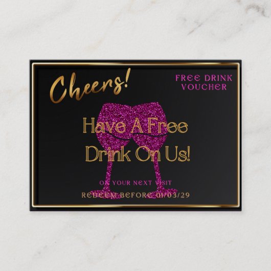 Carte De Visite Business Card Voucher Free Drink Gift Certificate (Devant)