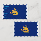 Carte De Visite Business Card with Flag of Quebec City, Canada (Devant / Derrière)