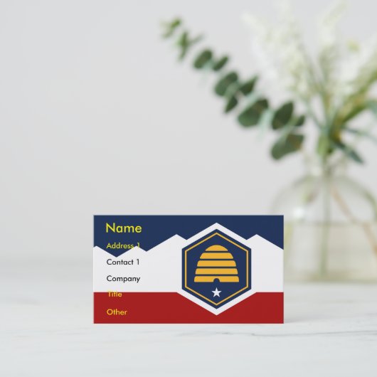 Carte De Visite Business Card with Flag of Utah, USA (Debout devant)
