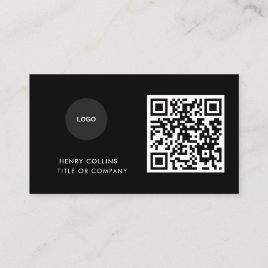Carte De Visite Business Card with QR Code | Black Modern Design (Devant)