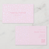 Carte De Visite Business card with QR code in pink leopard print (Devant / Derrière)