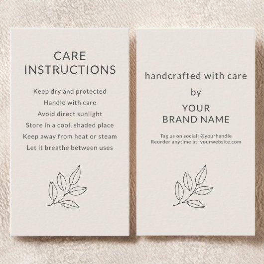 Carte De Visite Business Care Instructions Blush Pink Small 
