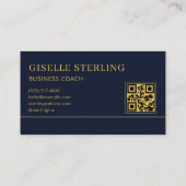 Carte De Visite Business Coach Blue Gold Logo QR Code (Dos)