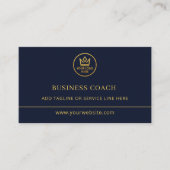 Carte De Visite Business Coach Blue Gold Logo QR Code (Devant)