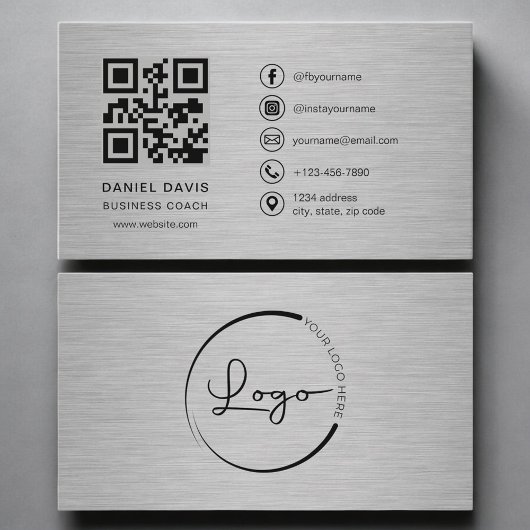 Carte De Visite Business Coach Metal QR Code