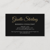 Carte De Visite Business Consultant Black Gold Photo QR Code (Dos)