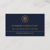 Carte De Visite Business Consultant Blue Gold Logo QR Code (Devant)