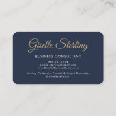 Carte De Visite Business Consultant Photo QR Code Navy Blue Gold (Dos)