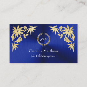 Carte De Visite Business Logo Gold Foil Corner bleu