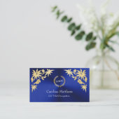 Carte De Visite Business Logo Gold Foil Corner bleu (Debout devant)