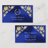 Carte De Visite Business Logo Gold Foil Corner bleu (Devant / Derrière)