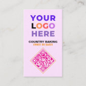 Carte De Visite Business Logo & QR Code | White & Pink Bakery (Devant)