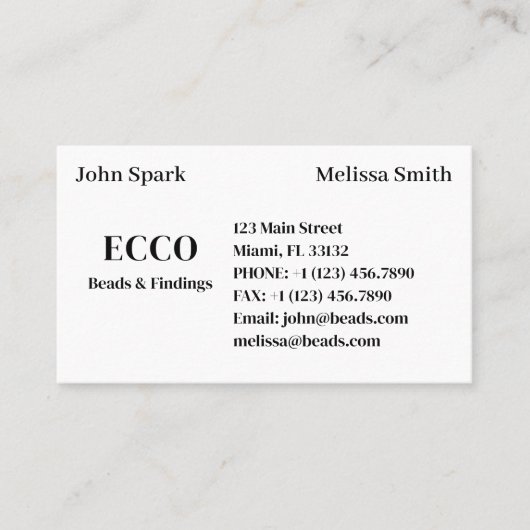 Carte De Visite Business Monogram Simple Basic Classic (Devant)