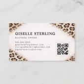 Carte De Visite Business Owner Cheetah Leopard Print QR Code (Dos)