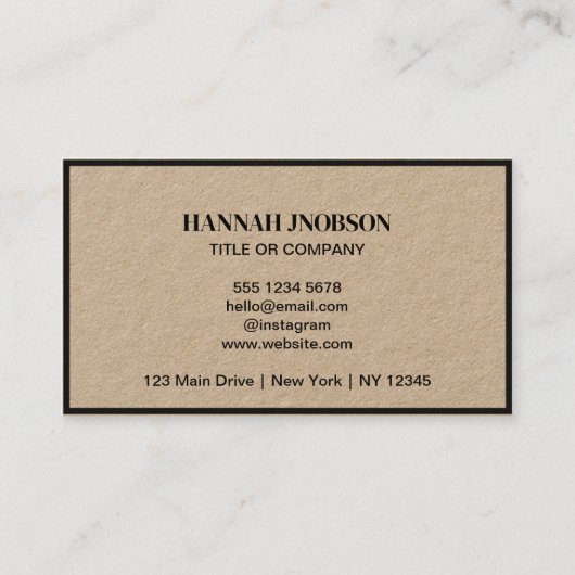 Carte De Visite Business QR Code & Logo l Modern Rustic Black (Dos)