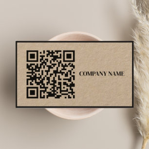 Carte De Visite Business QR Code & Logo l Modern Rustic Black