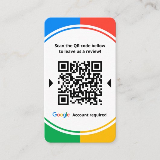Carte De Visite Business Review Link Google 5 Star Reviews QR Code (Devant)