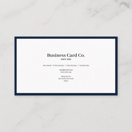 Carte De Visite Businessman Navy Bleue frontière (Devant)