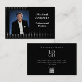 Carte De Visite Businessman Professional Photo moderne noir (Devant / Derrière)