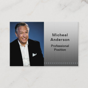 Carte De Visite Businessman Professional Photo moderne Noir Argent