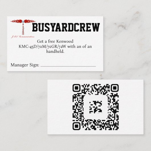 Carte De Visite BUSYARDCREW Coupon (Devant / Derrière)
