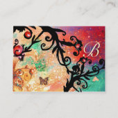 Carte De Visite BUTTERFER EN SPARKLES MONOGRAM, rose rouge noir (Dos)