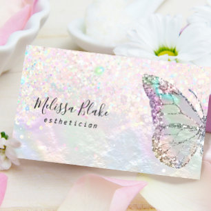 Carte De Visite butterfly logo faux pastel glitter  business card