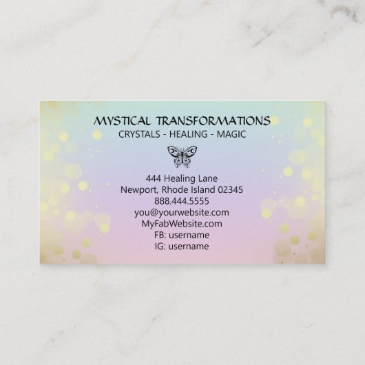 Carte De Visite *~* Butterfly Moth Magic Boho Rainbow Pastel (Dos)