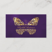 Carte De Visite Butterfly violet or QR code élégant script (Devant)