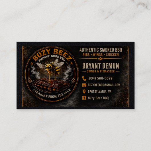 Carte De Visite Buzy Bee BBQ (Devant)