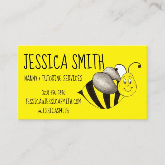 Carte De Visite Buzz de l'insecte du bourdon d'abeille jaune noir (Devant)