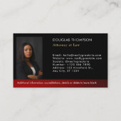 Carte De Visite Cabinet d'avocats Avocat photo Professionnel moder (Dos)
