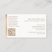 Carte De Visite Cabinet Dentaire Elegant Tooth & Leaf Code Qr Or (Dos)