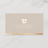 Carte De Visite Cabinet Dentaire Elegant Tooth & Leaf Code Qr Or (Devant)