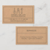 Carte De Visite Câble à tournevis Cutter Spanner Handyman Texture (Devant / Derrière)