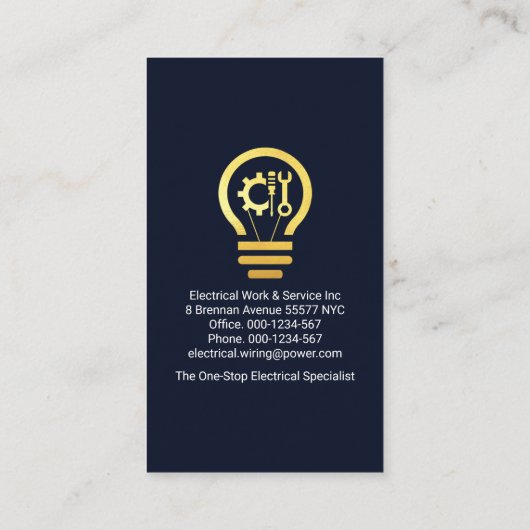 Carte De Visite Câble de câblage à bulbe jaune (Dos)