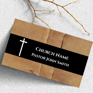 Carte De Visite Cache Rustique Désertique Cuir Brun Église
