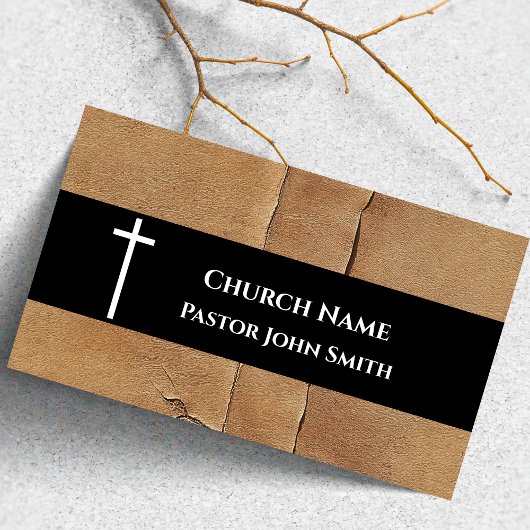 Carte De Visite Cache Rustique Désertique Cuir Brun Église